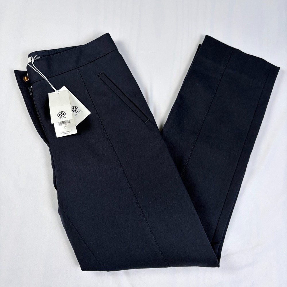 NWT Womens Tory Burch Vanner Cropped Pant Tory Navy Quiet Luxury Old Money Sz 2 - Picture 4 of 9